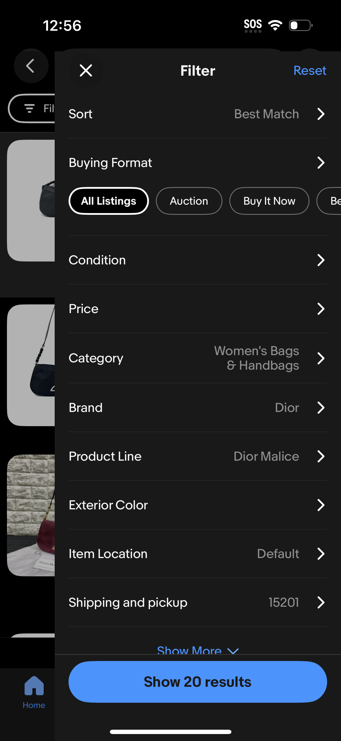 ebay search screenshot