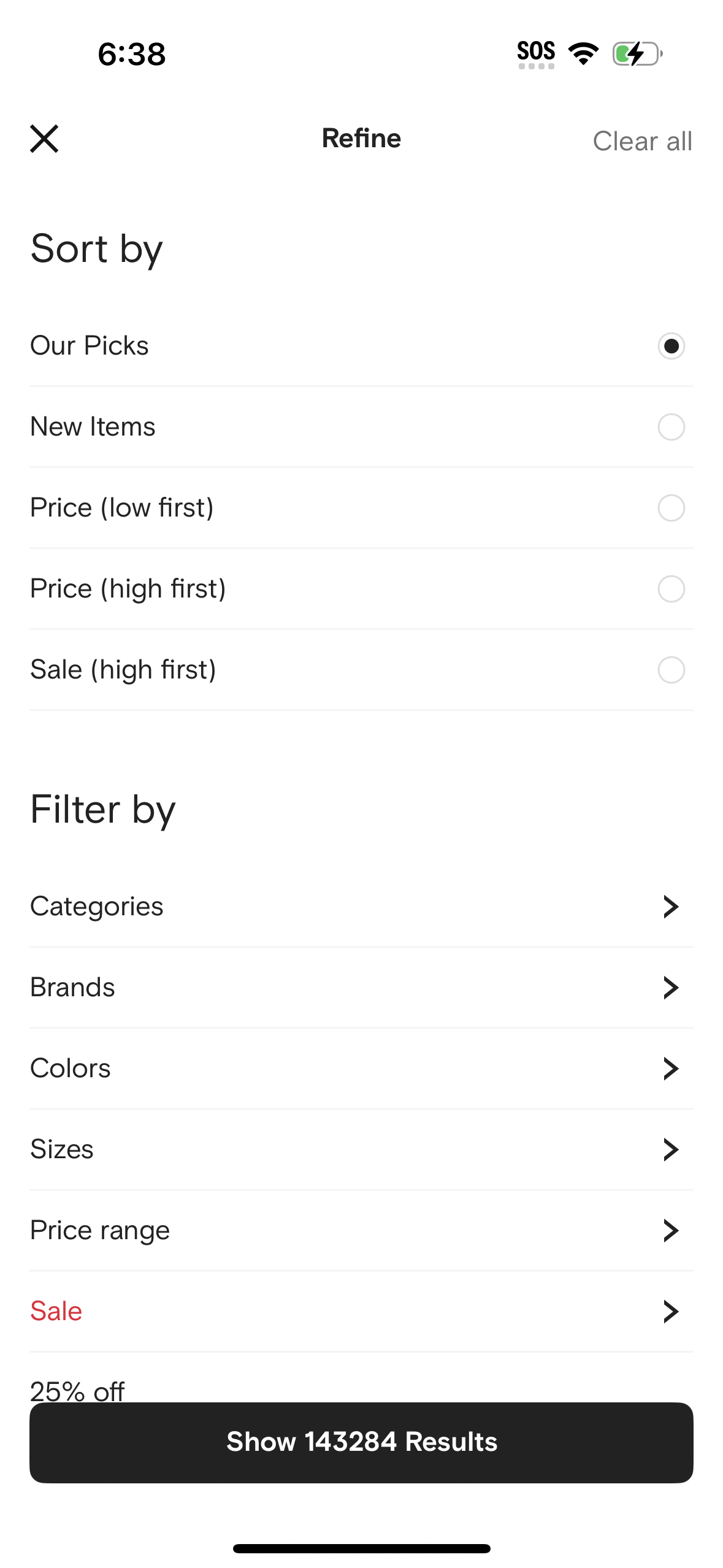 farfetch search screenshot