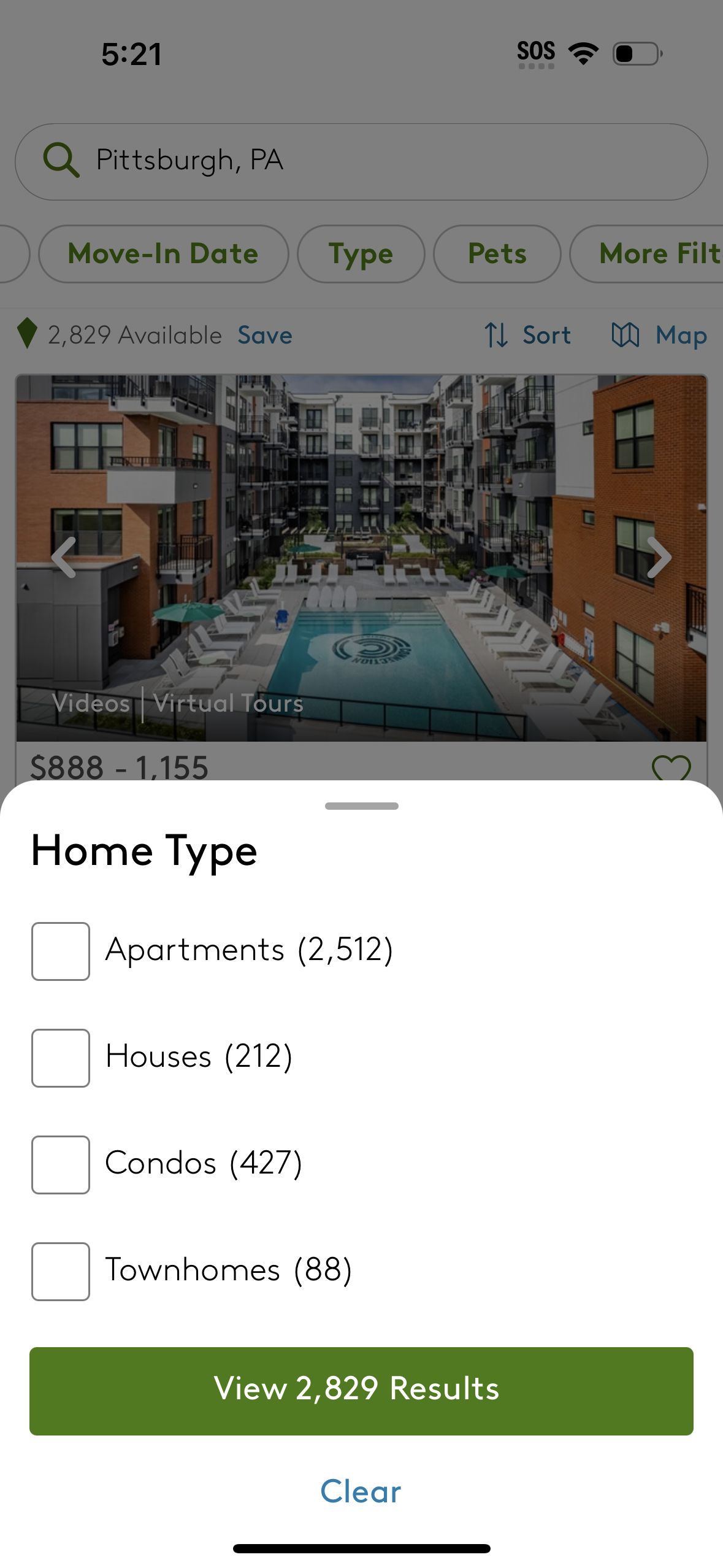 apartmentscom search screenshot