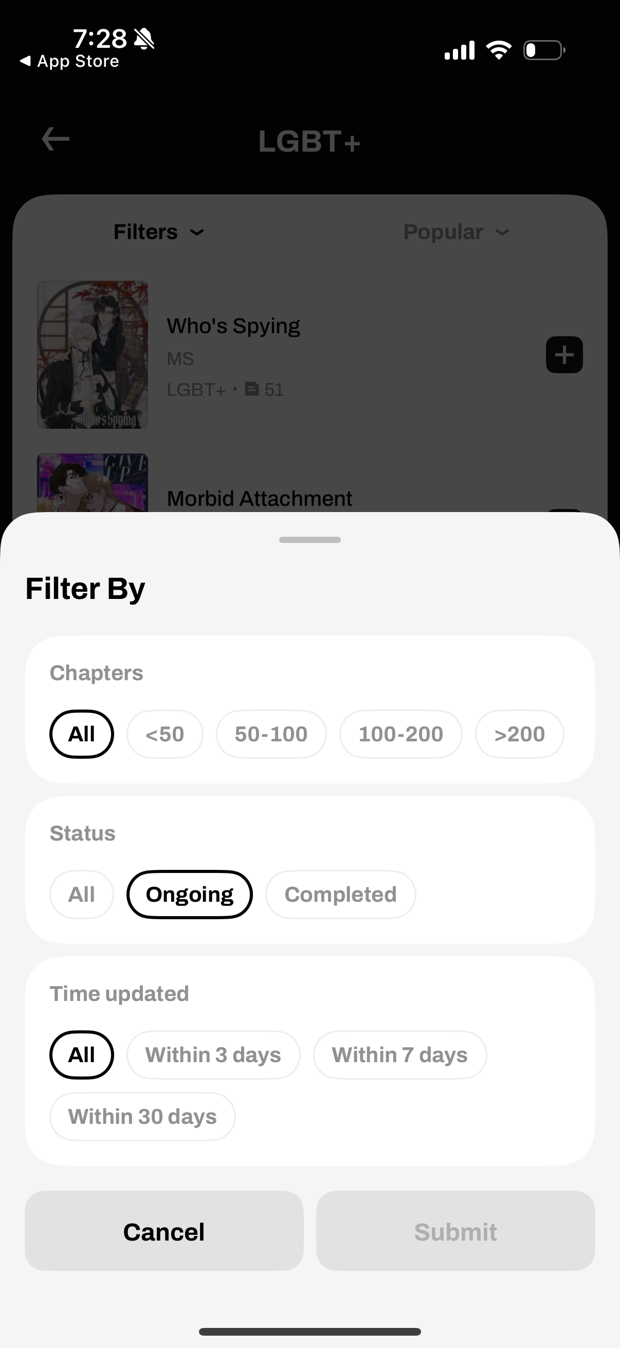webnovel search screenshot