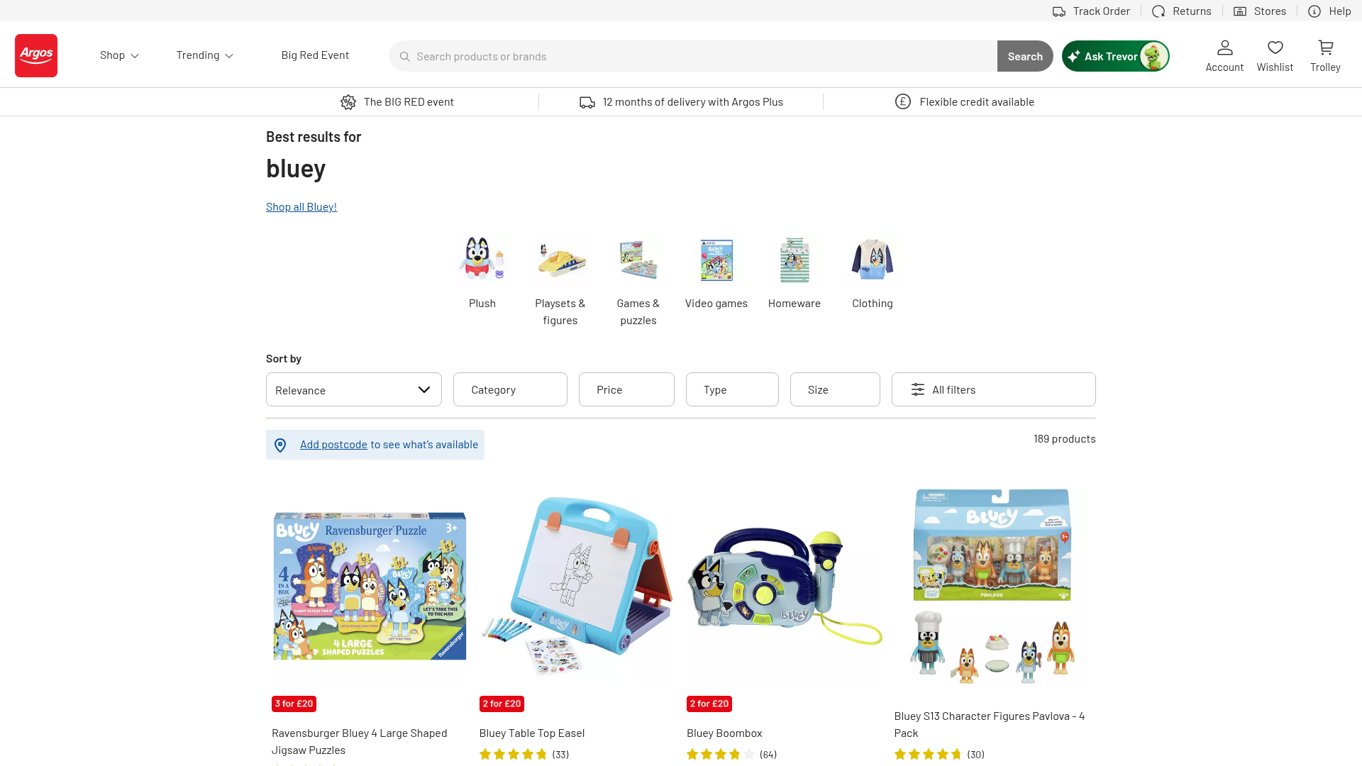 argos search screenshot