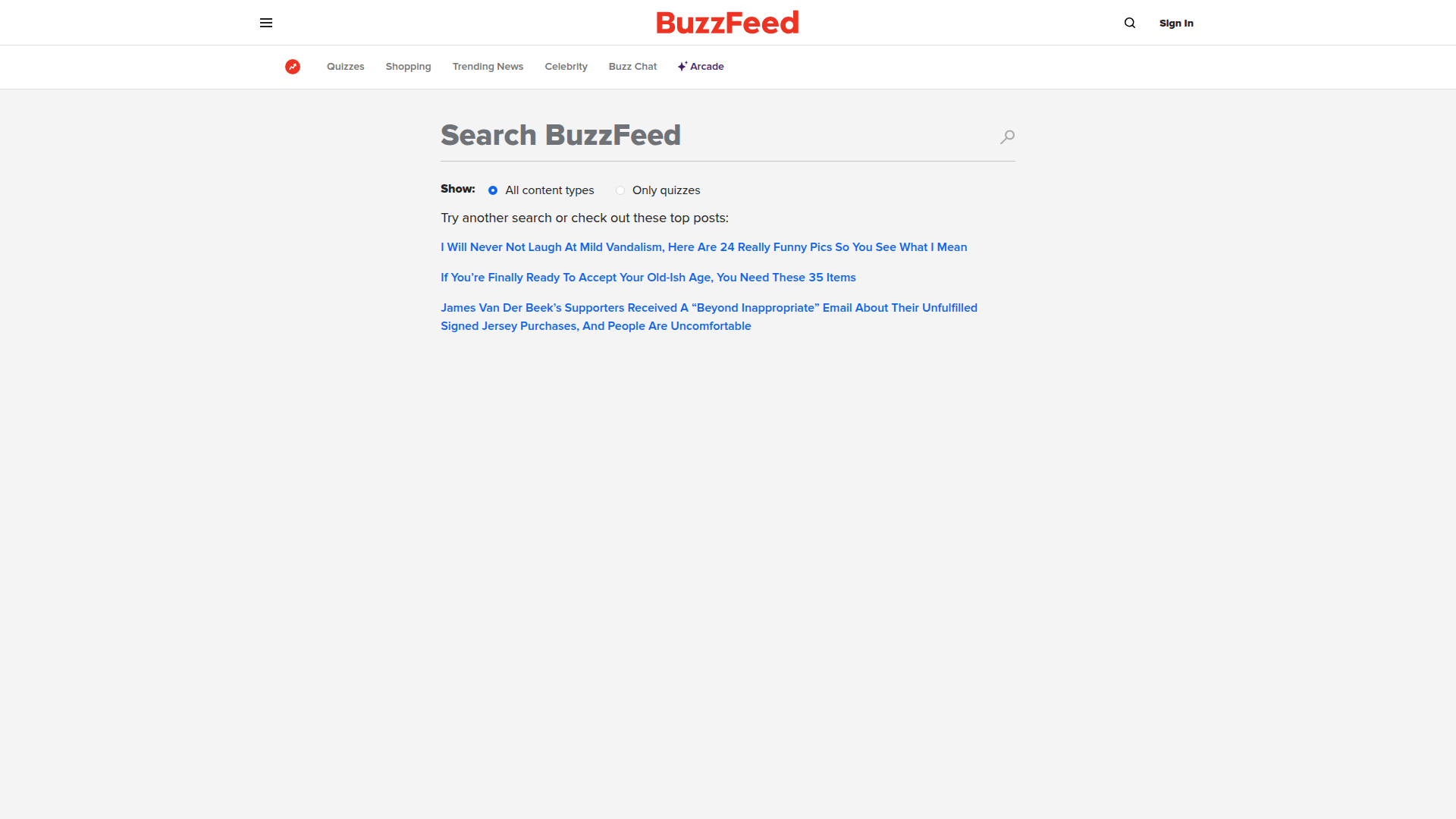 buzzfeed search screenshot