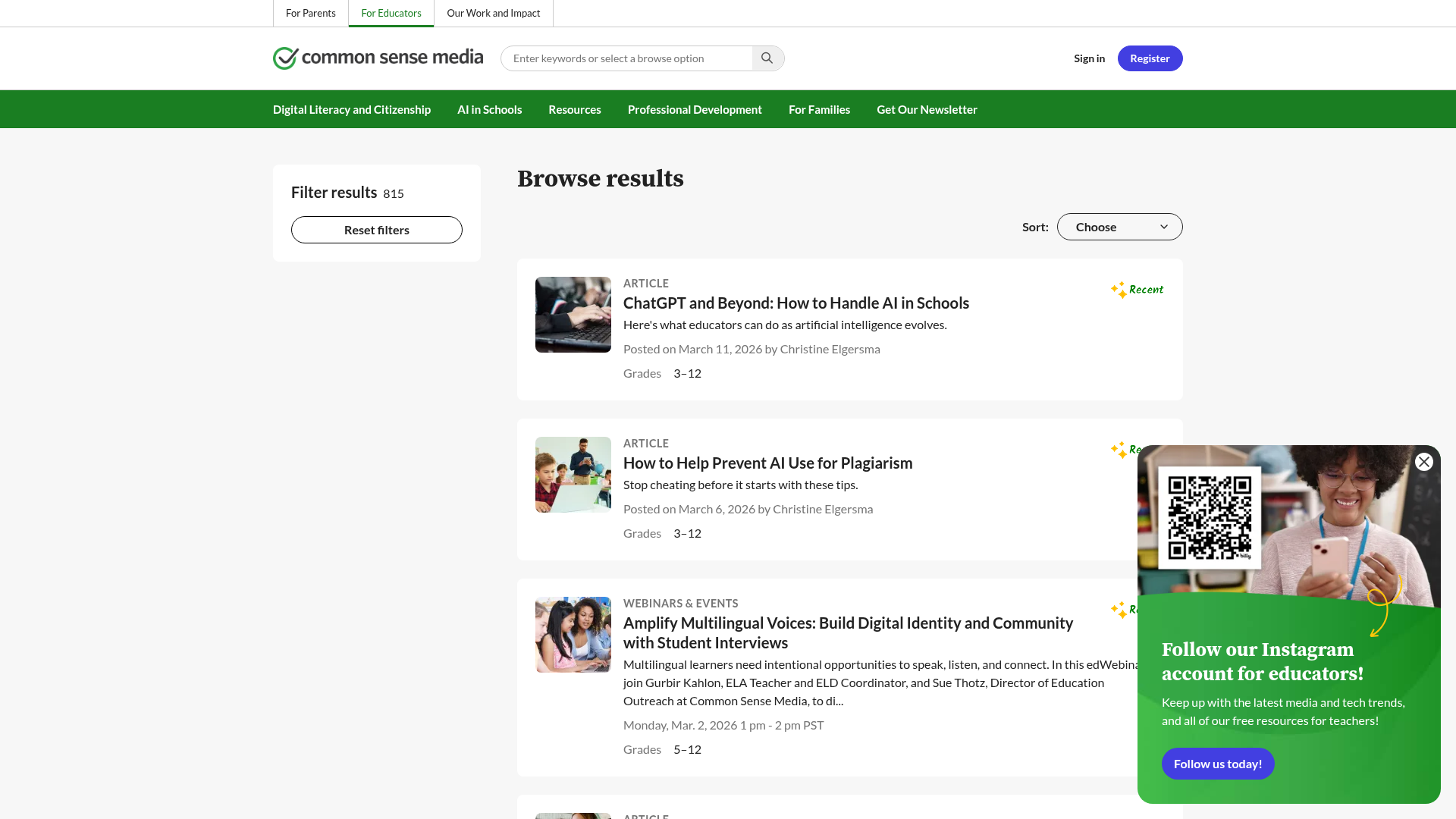 common-sense-education search screenshot