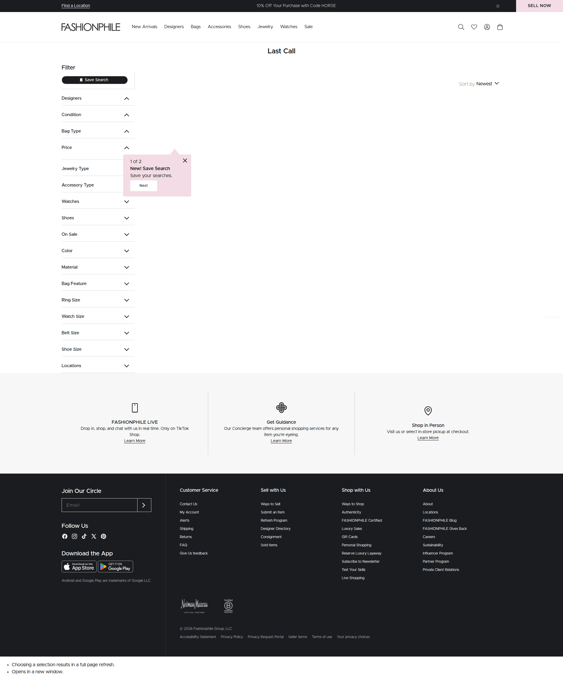 fashionphile search screenshot