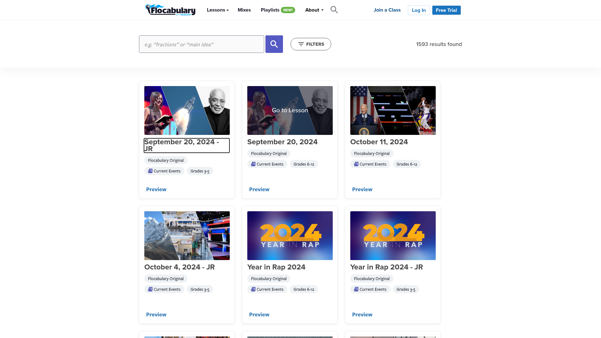 flocabulary search screenshot