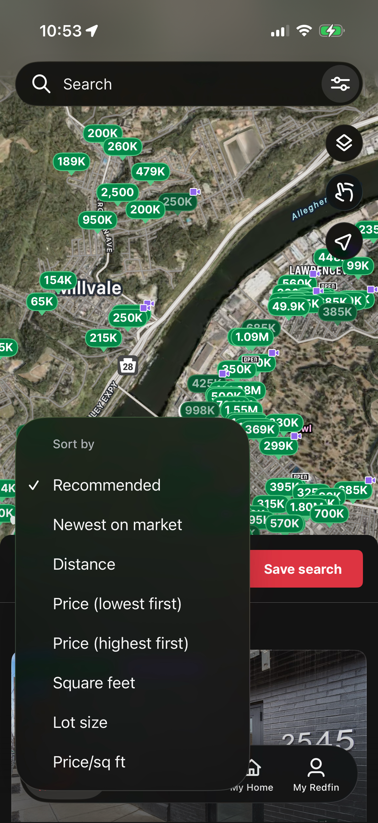 redfin search screenshot