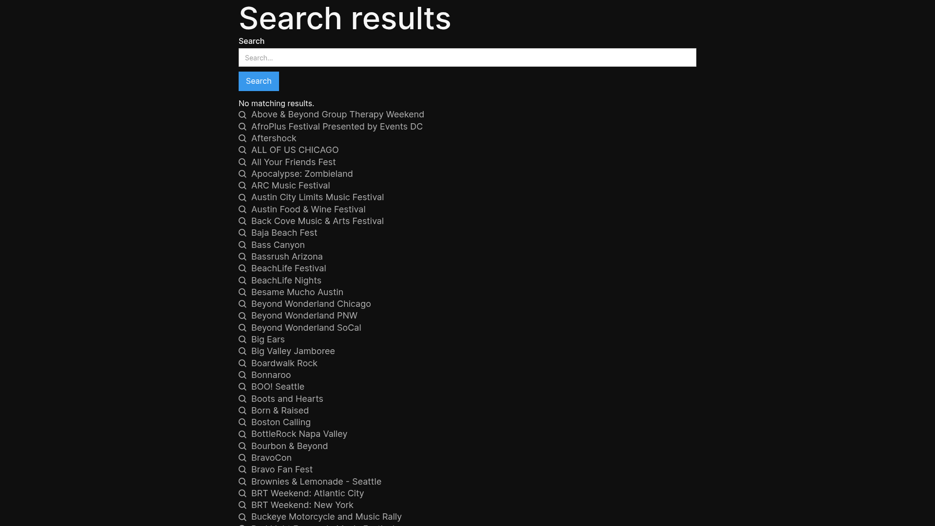 front-gate-tickets search screenshot