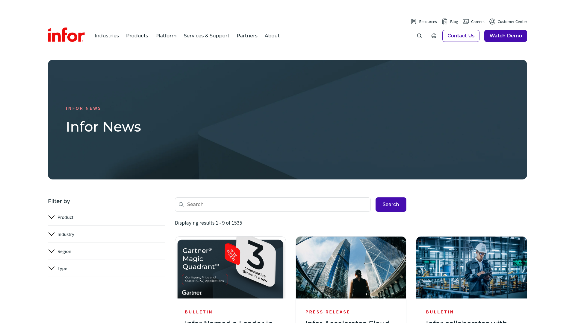 infor-nexus search screenshot