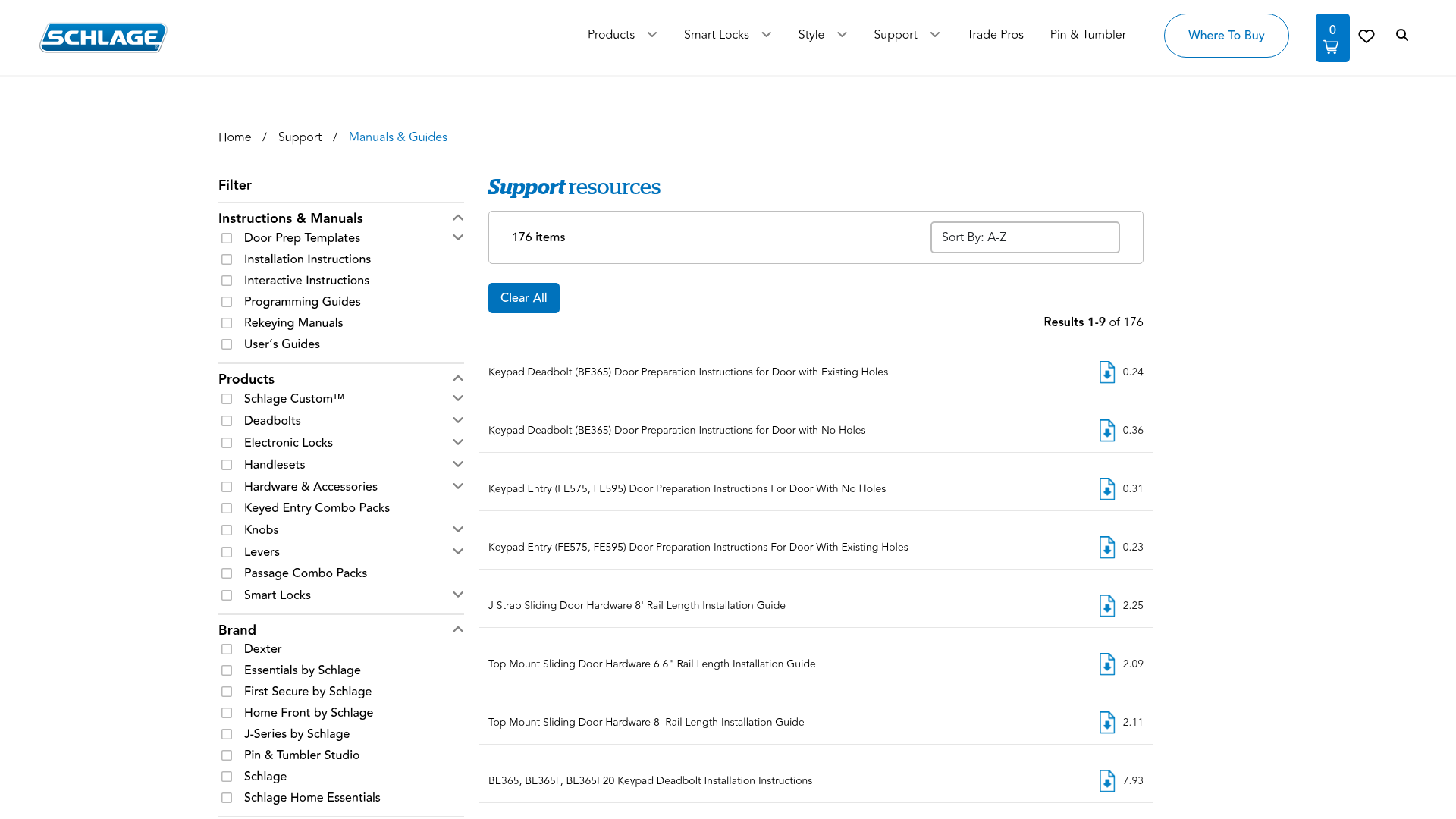 schlage search screenshot