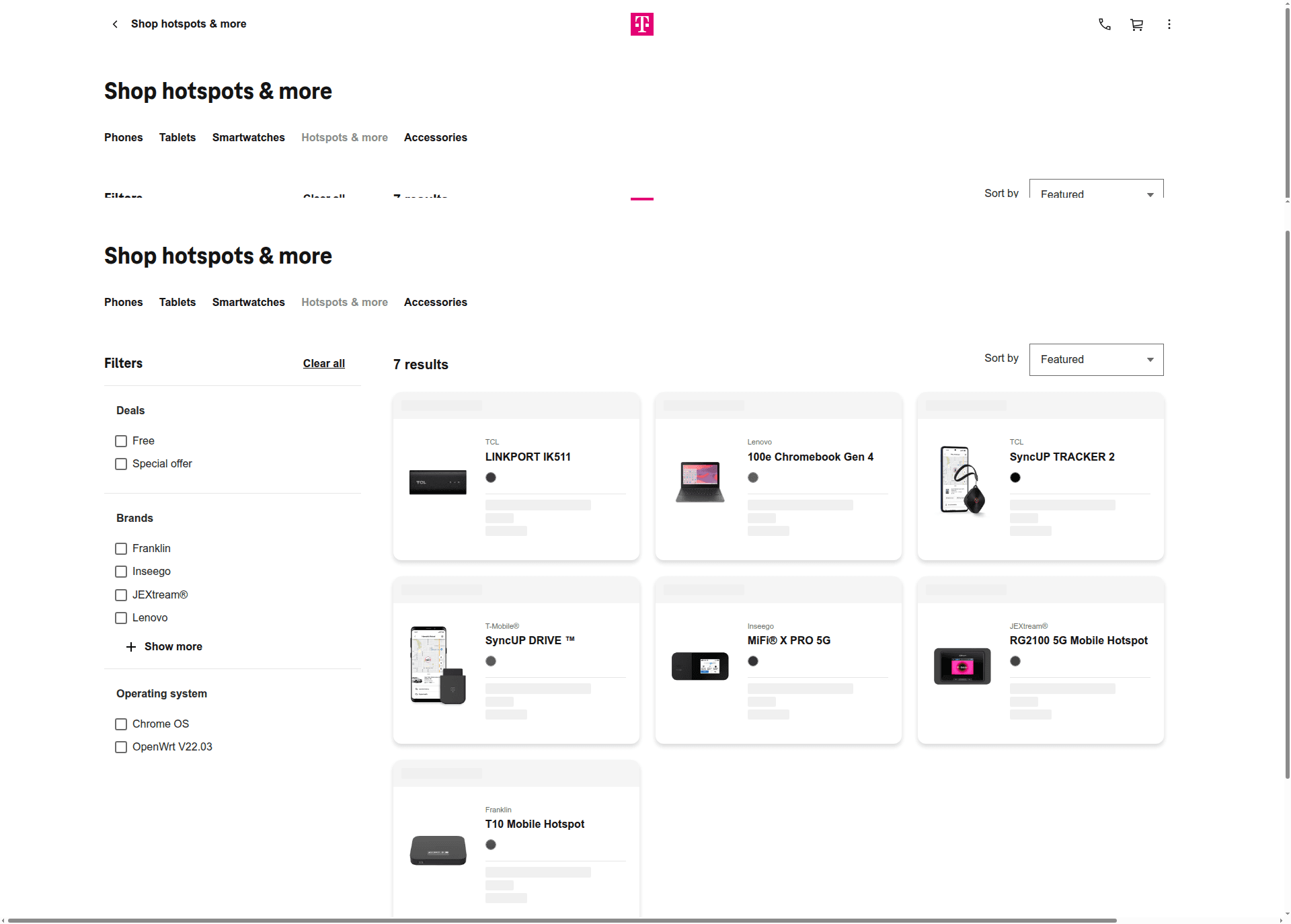 t-mobile search screenshot