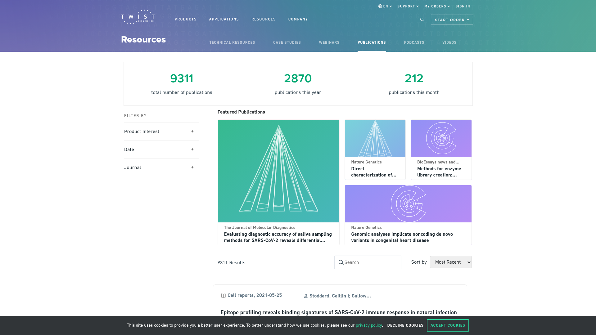 twist-bioscience search screenshot