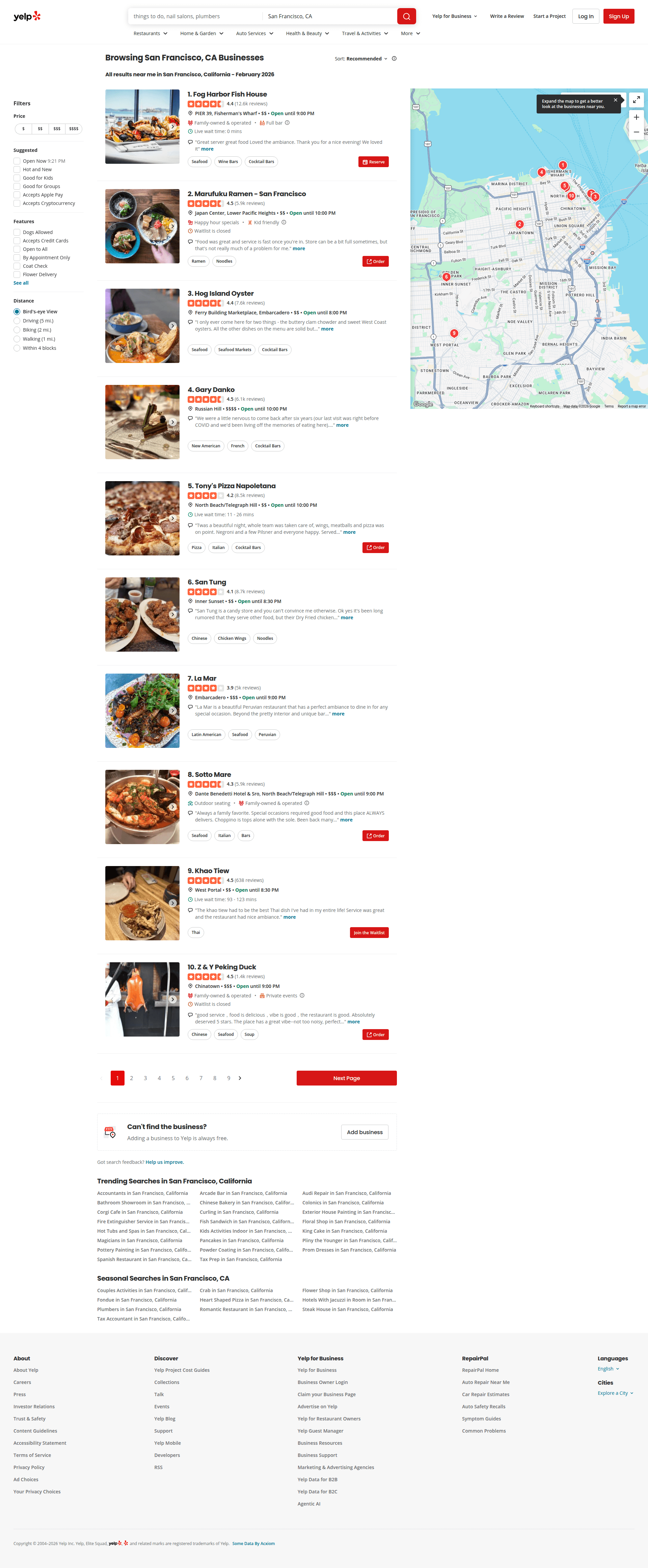 yelp search screenshot