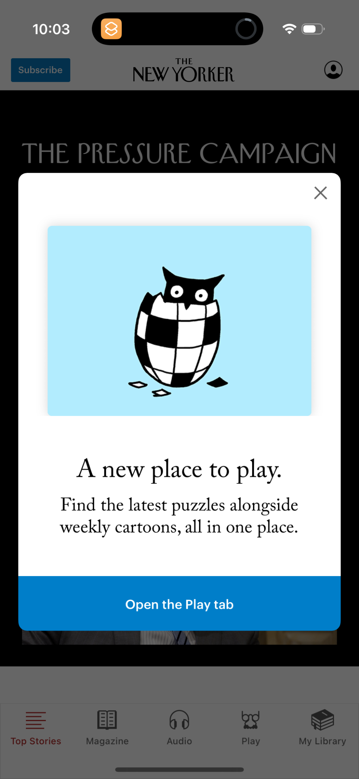 the-new-yorker settings screenshot
