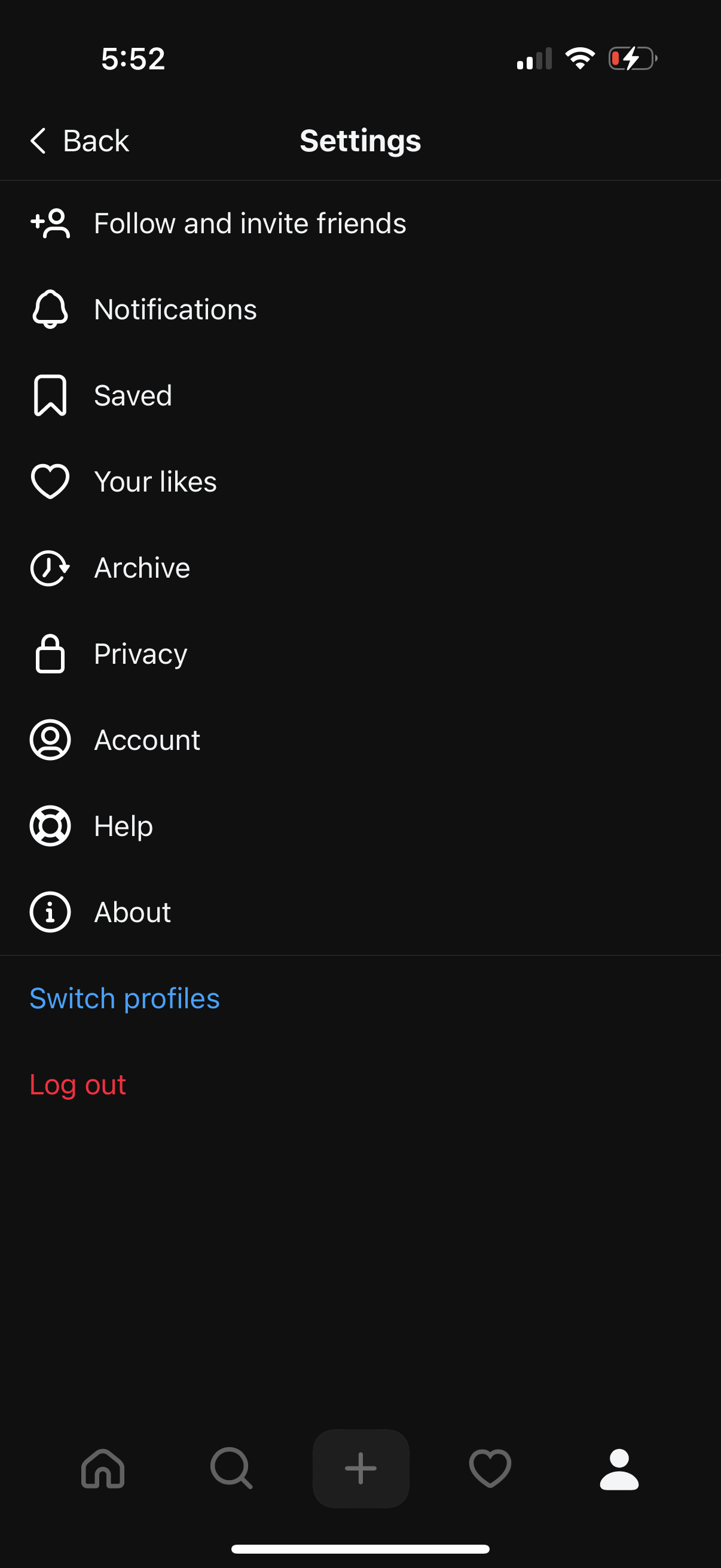 threads settings screenshot