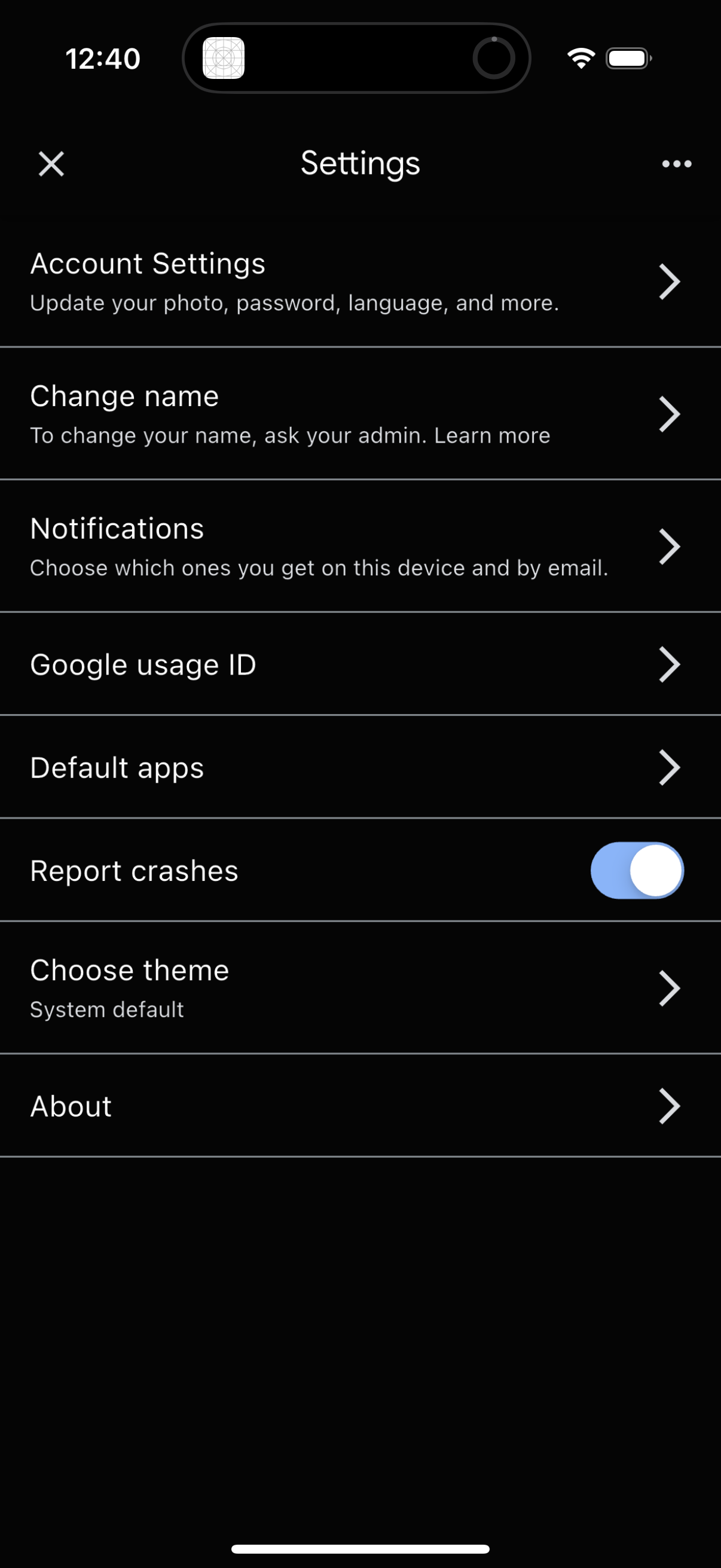 google-classroom settings screenshot