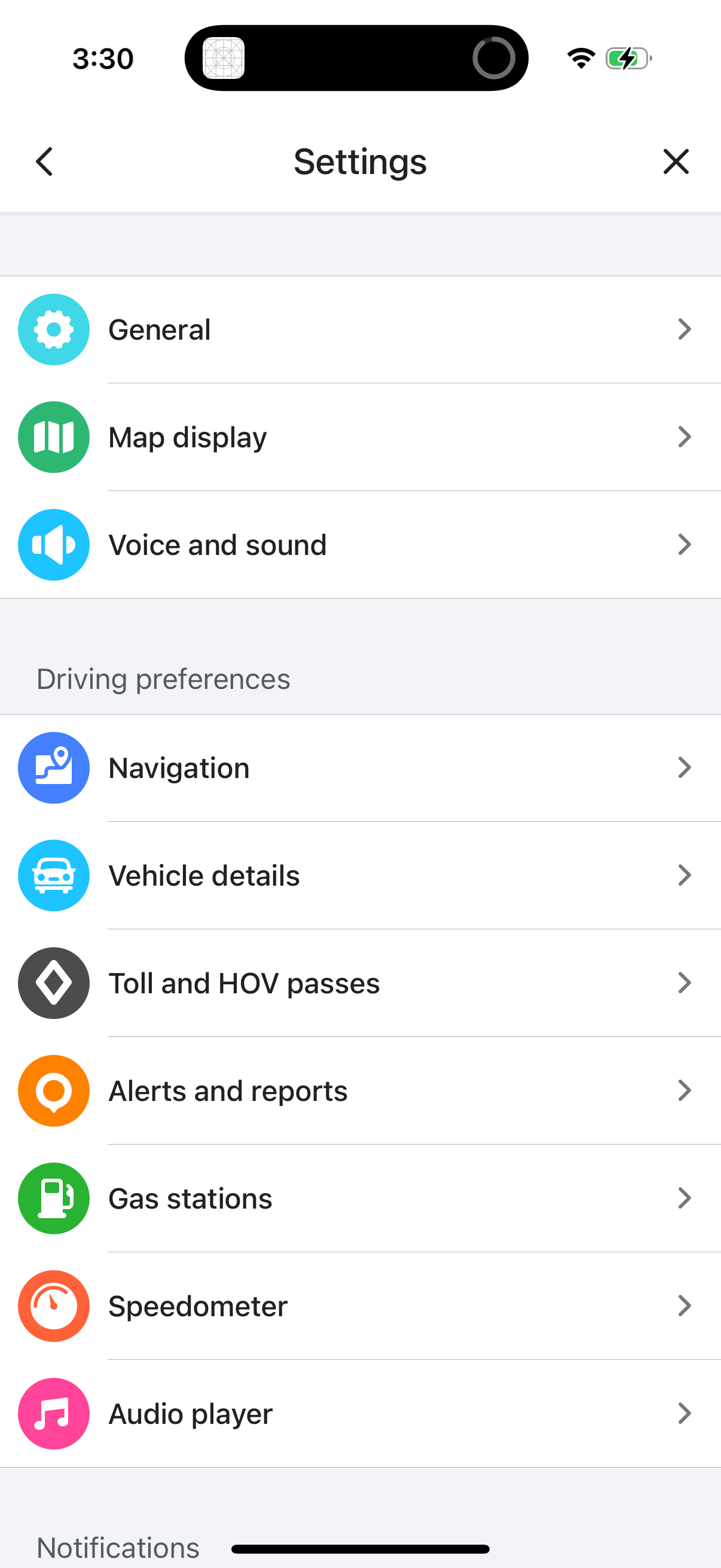 waze settings screenshot