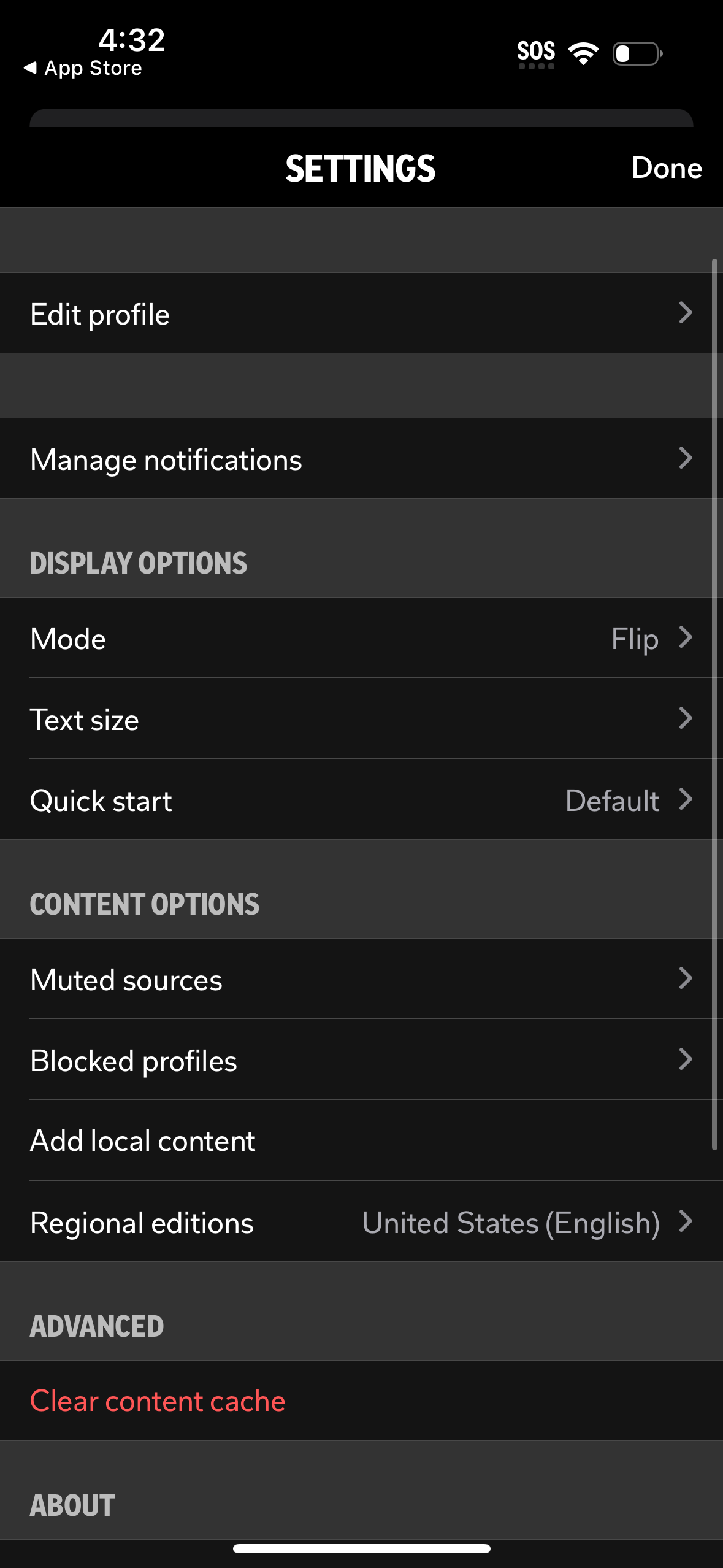 flipboard settings screenshot