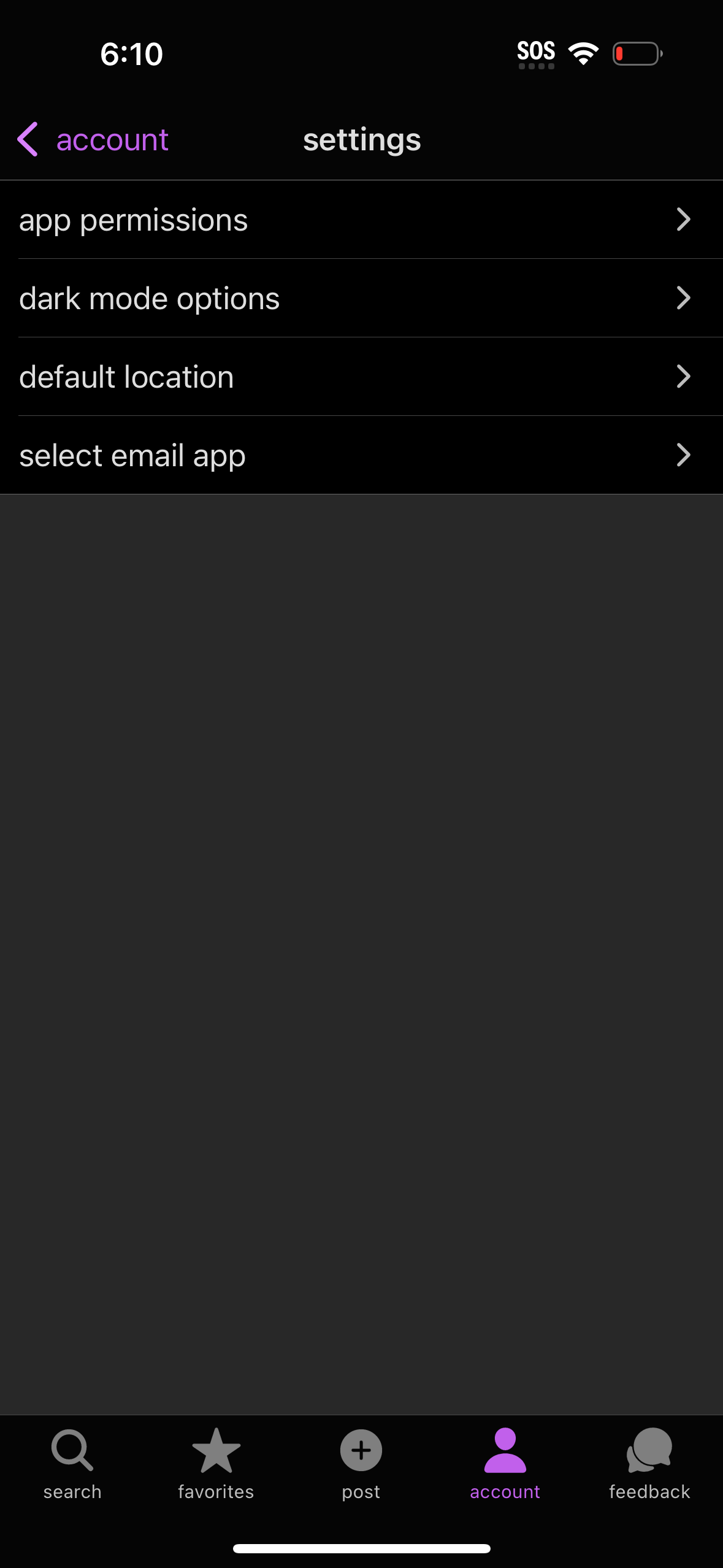 craigslist settings screenshot