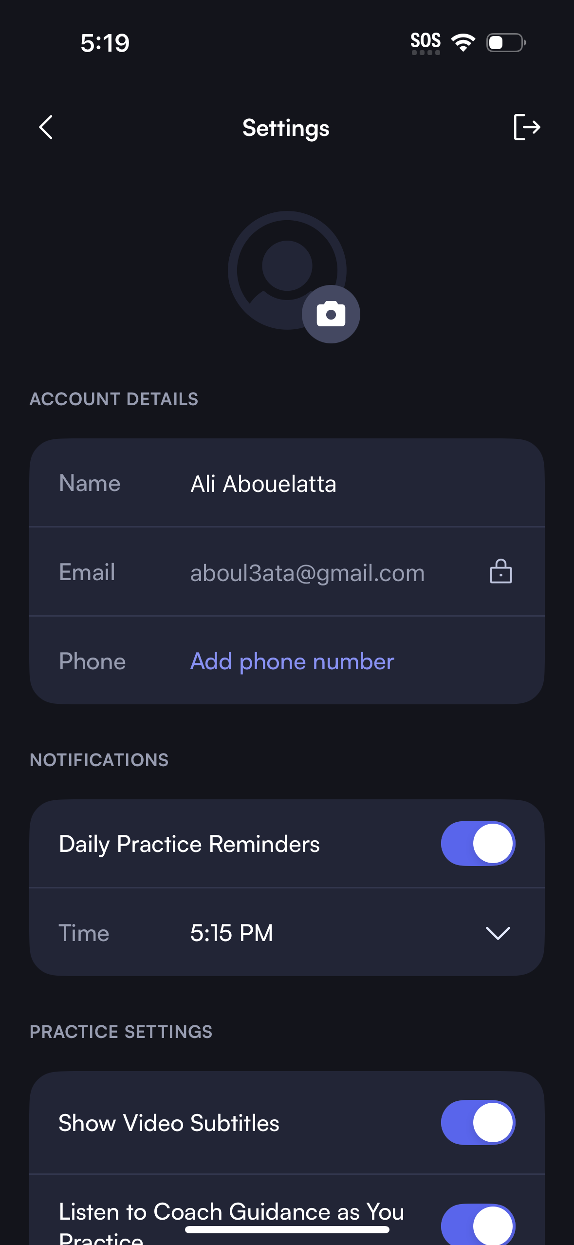 boldvoice settings screenshot