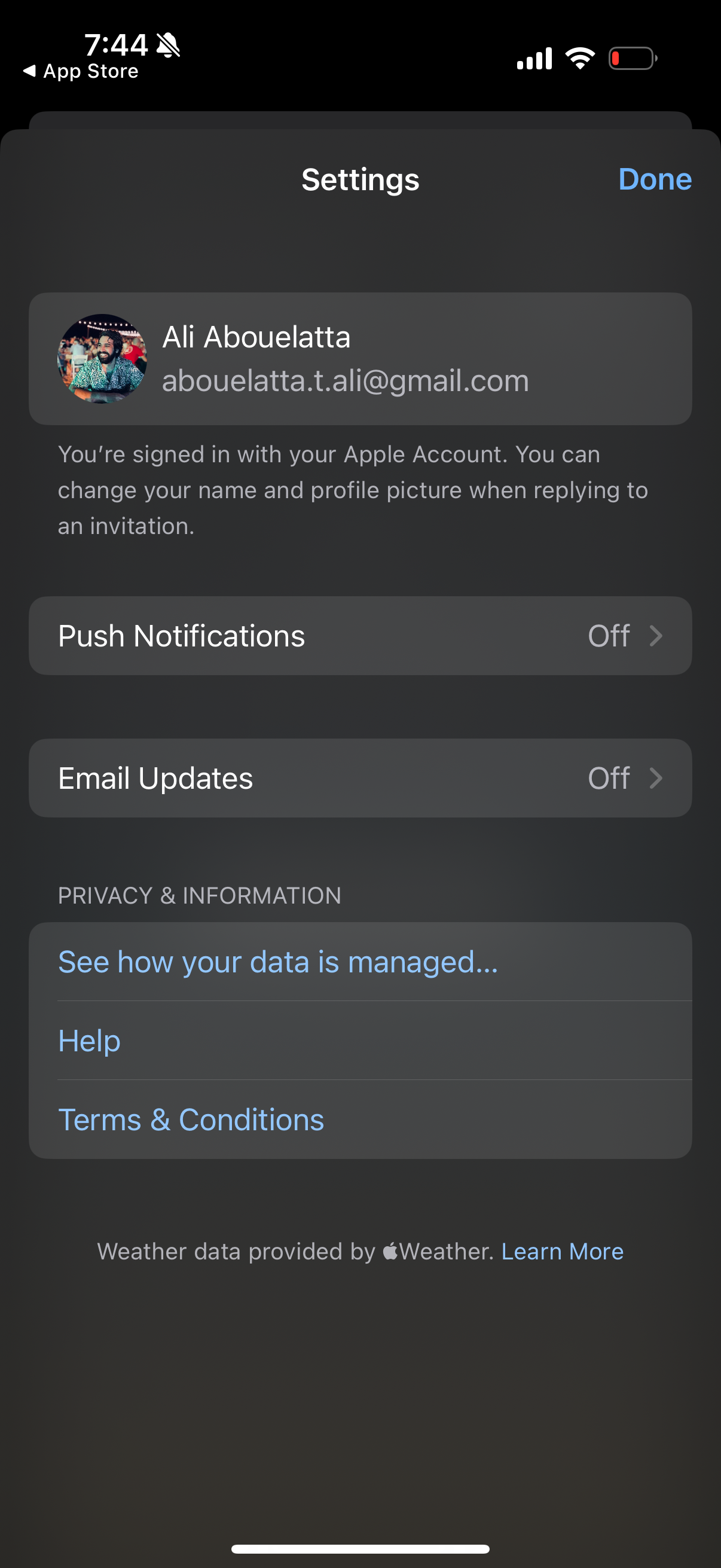 apple-invites settings screenshot