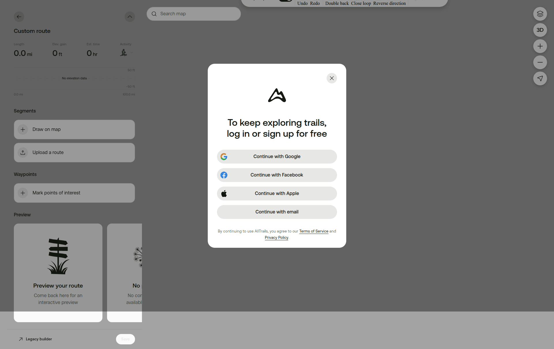 alltrails settings screenshot
