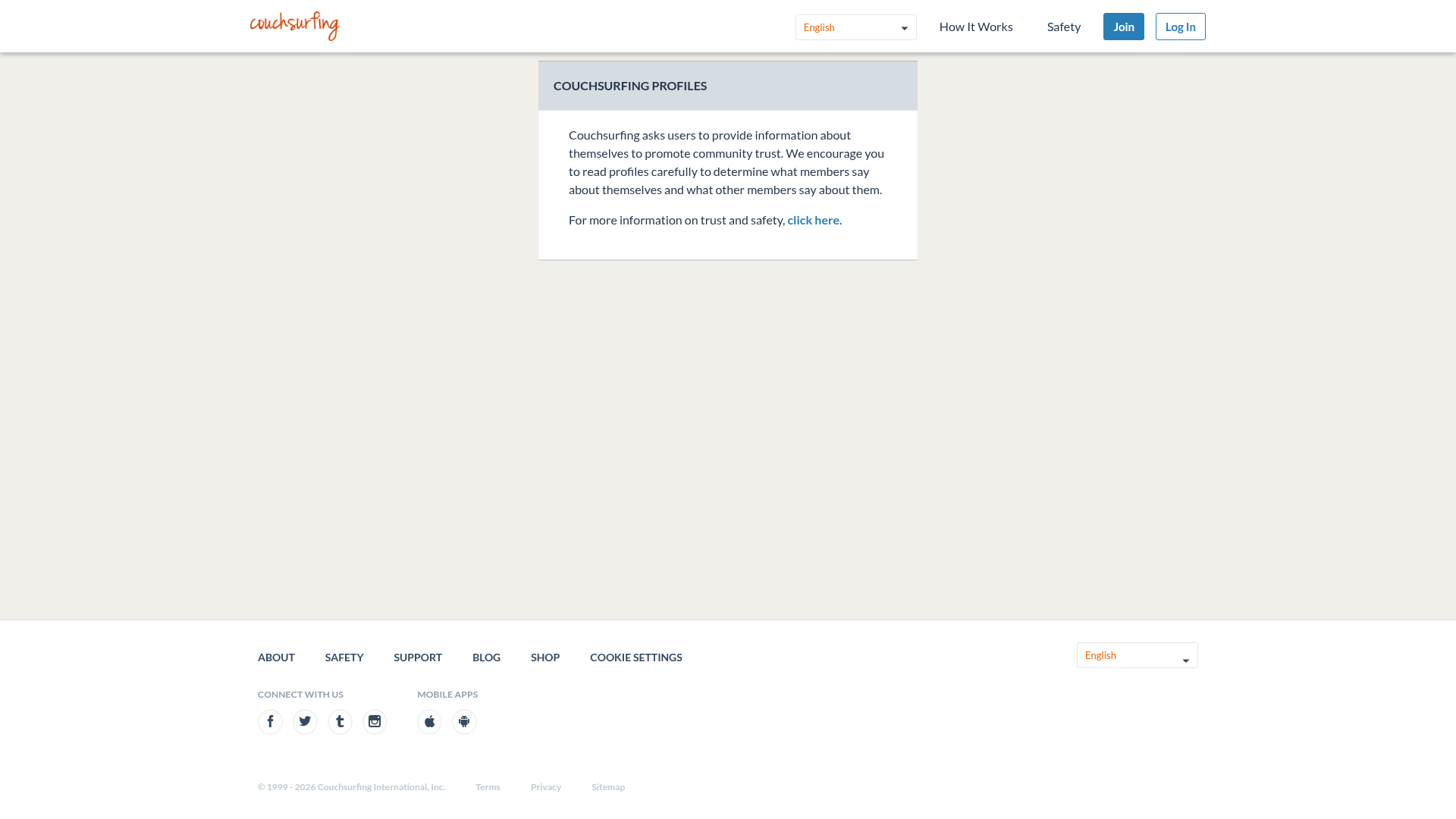 couchsurfing settings screenshot
