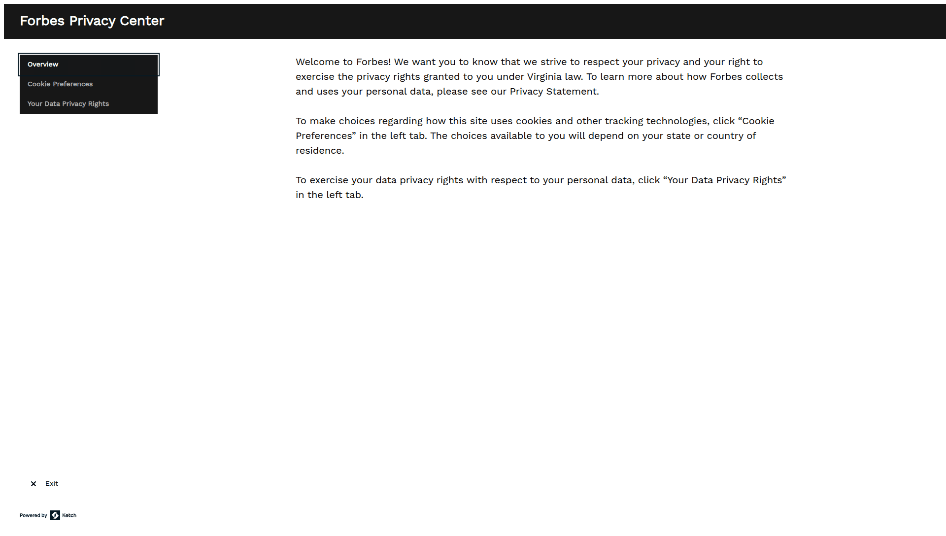 forbes settings screenshot