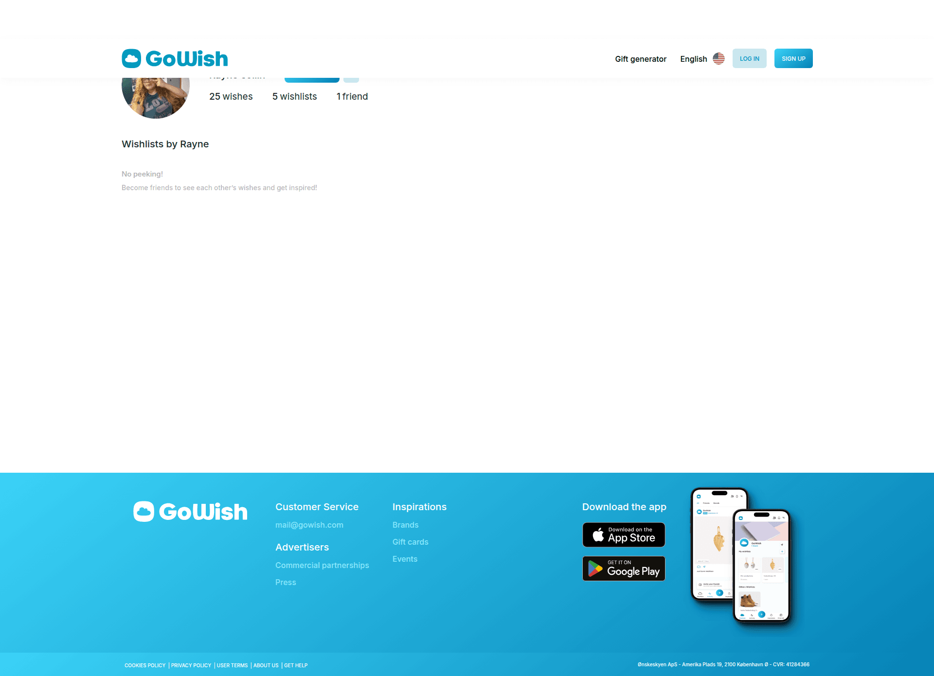 gowish settings screenshot