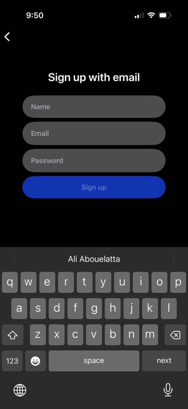 speak signup screenshot
