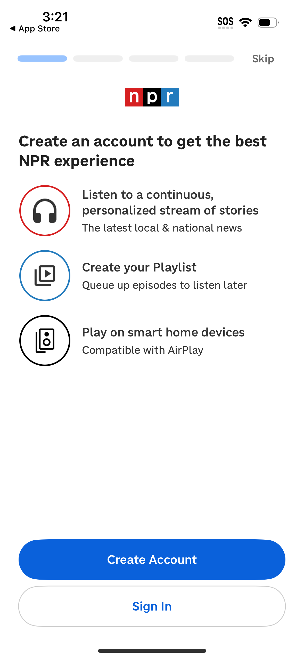 npr signup screenshot