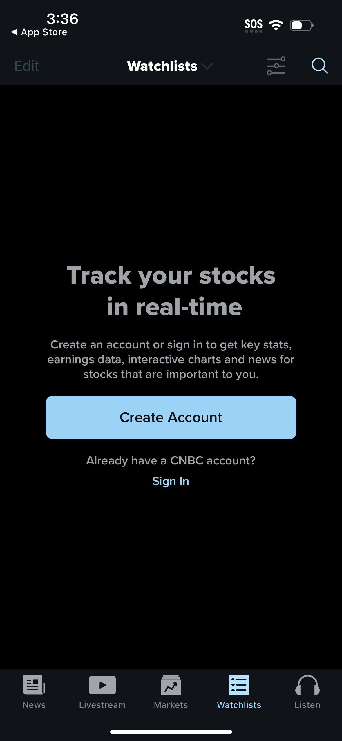 cnbc signup screenshot