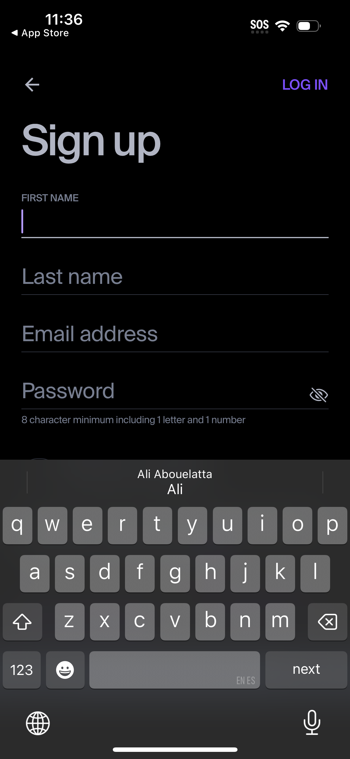 alt signup screenshot