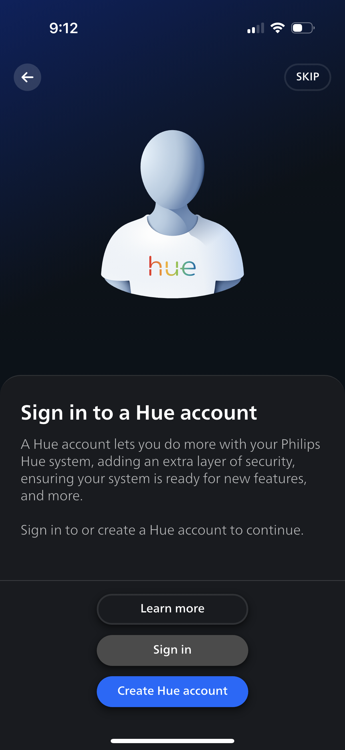 philips-hue signup screenshot