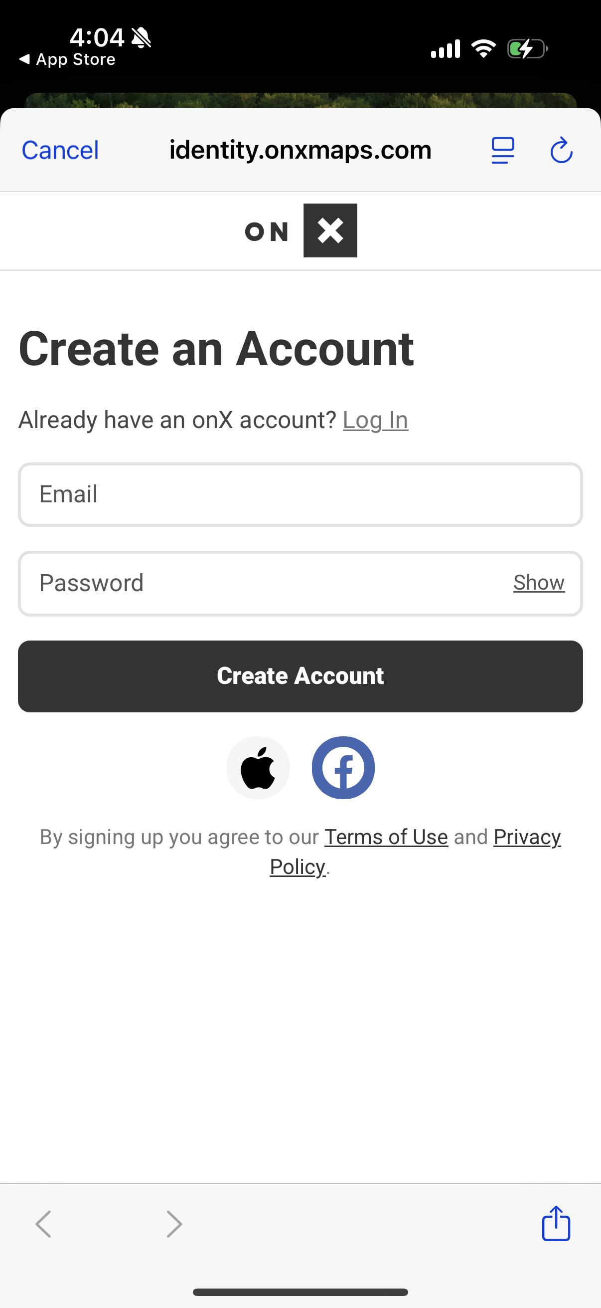 onx-fish signup screenshot