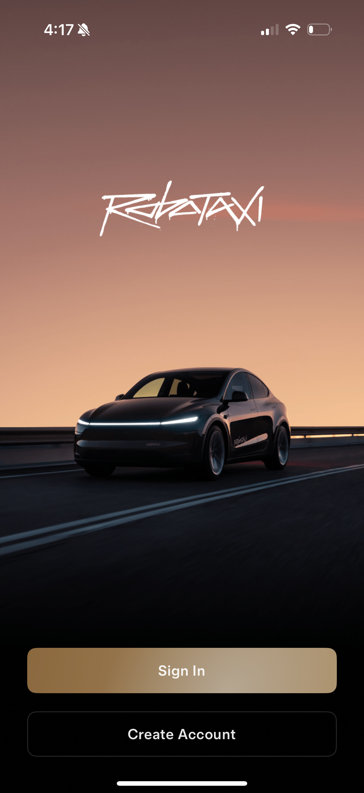 robotaxi signup screenshot