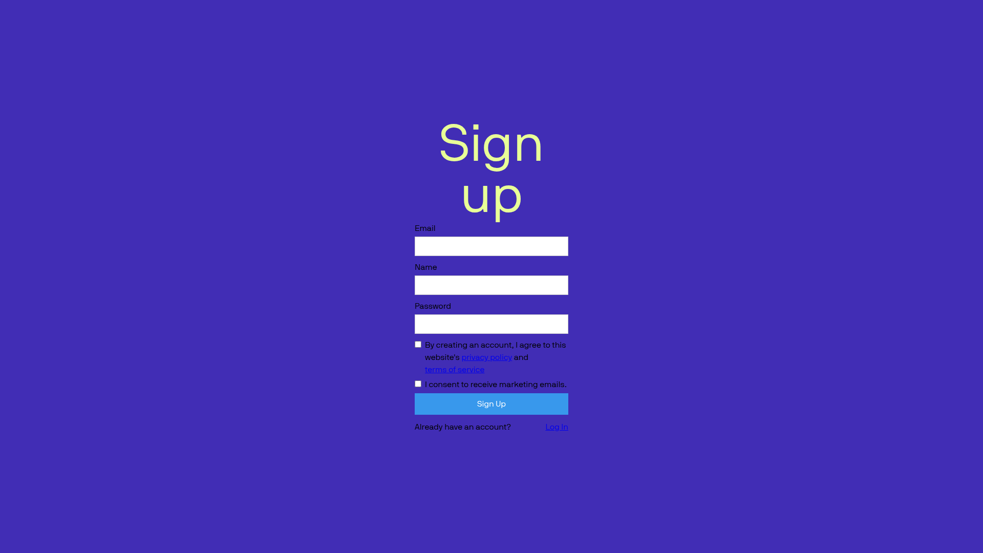 albedo signup screenshot
