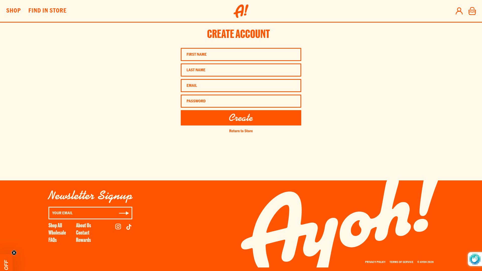 ayoh-foods signup screenshot