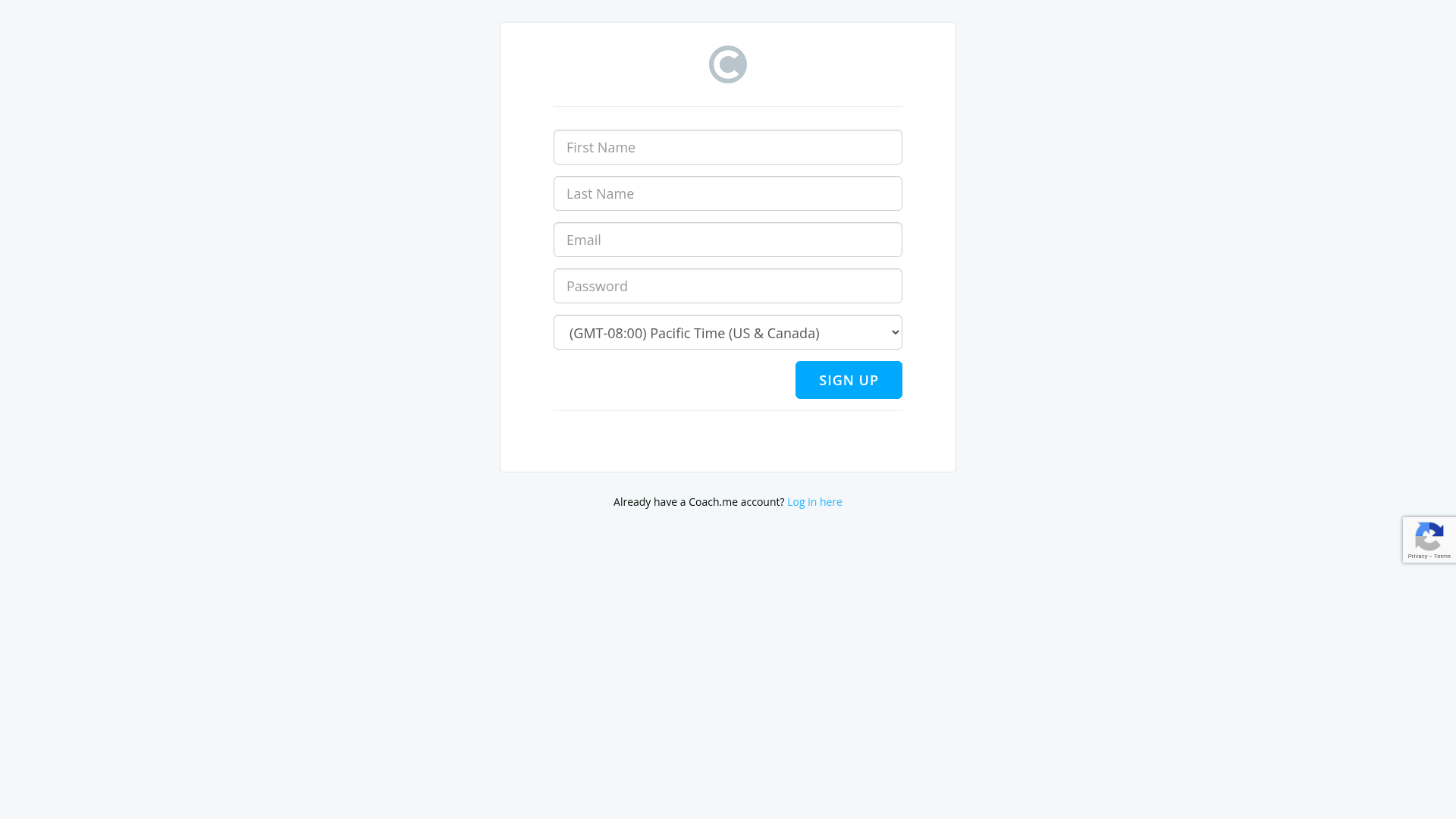 coach-me signup screenshot