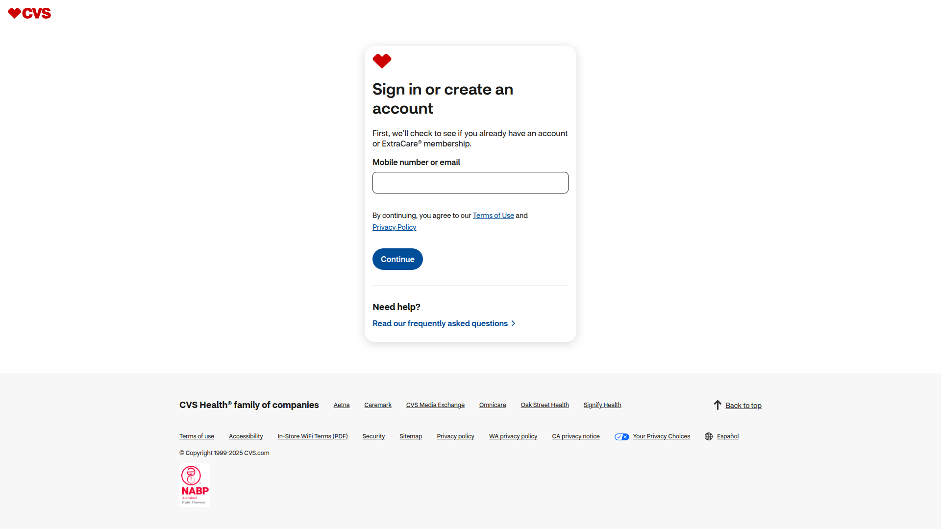cvs signup screenshot