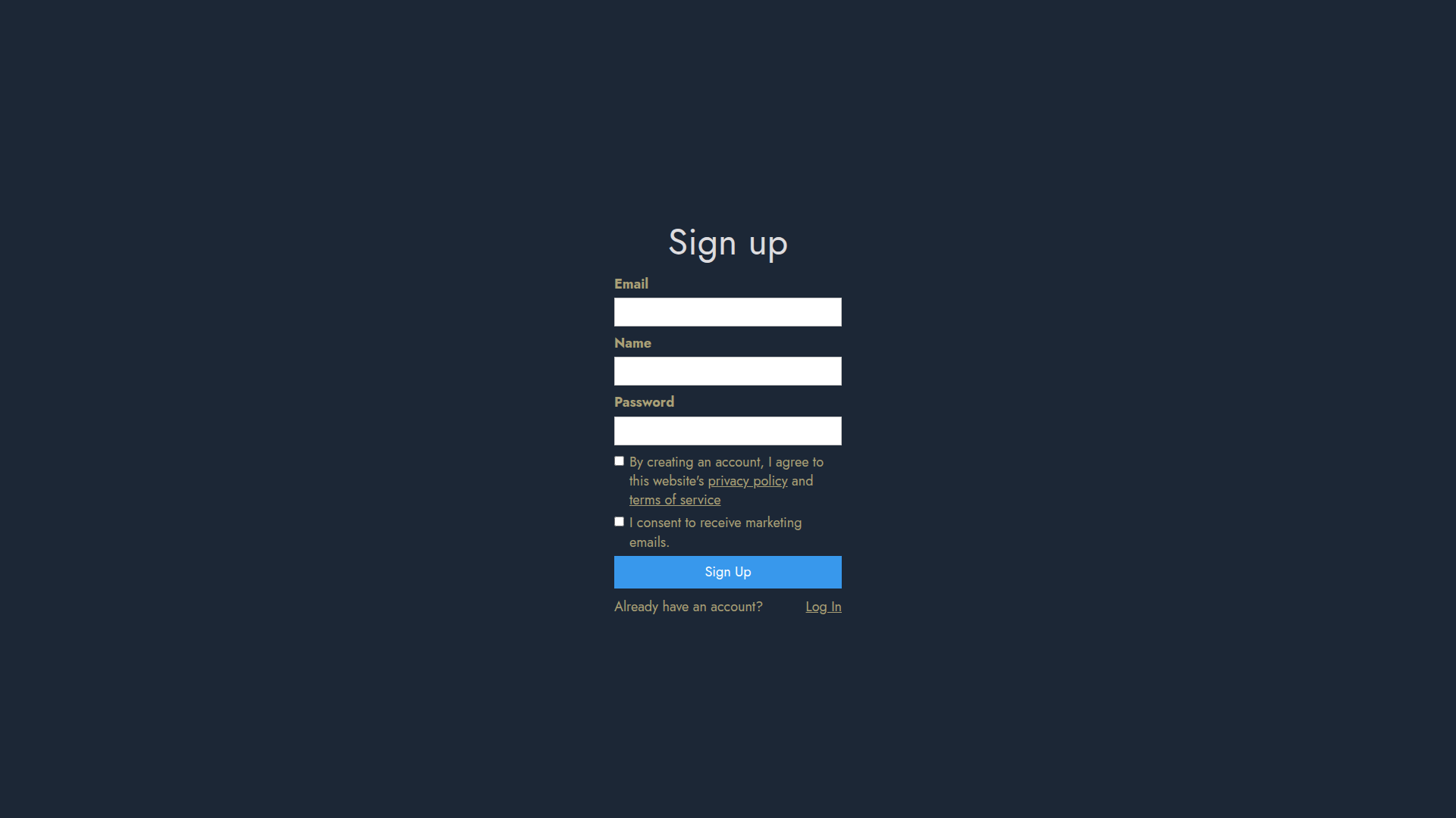 DTO-MTT signup screenshot