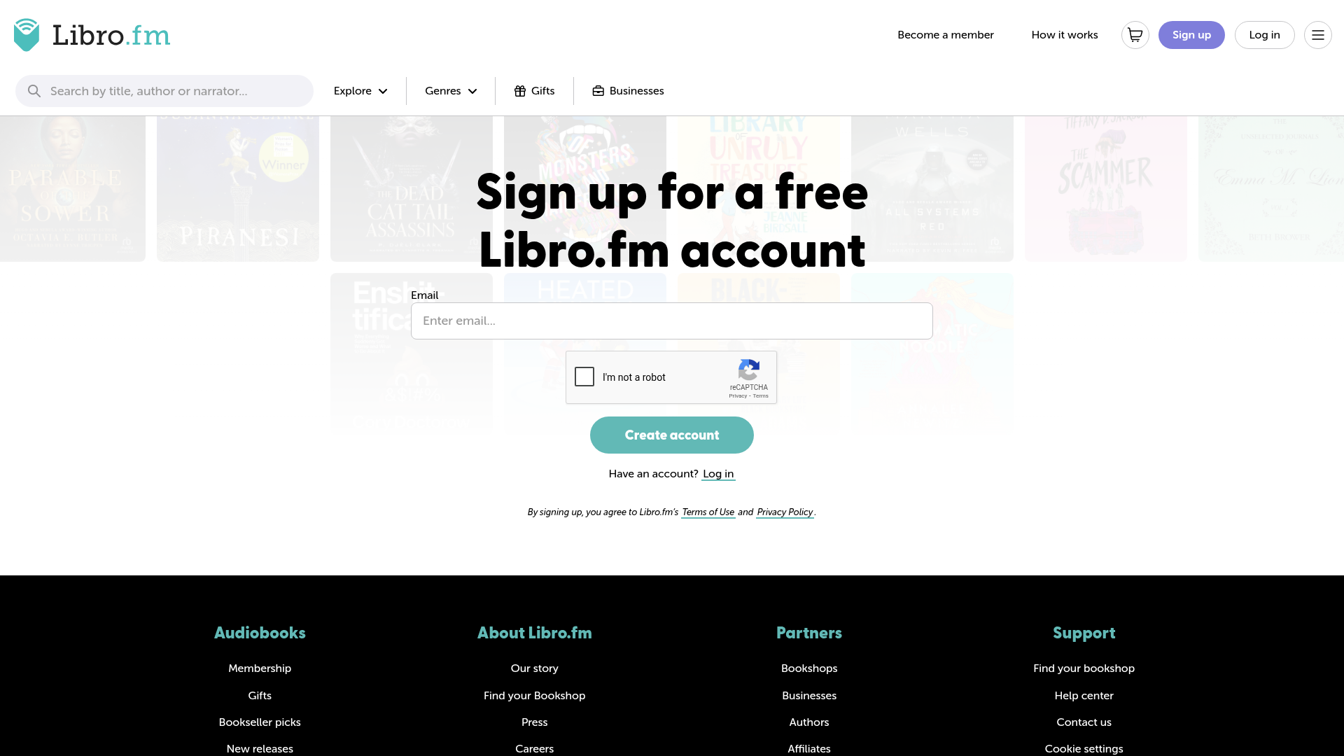 libro-fm signup screenshot
