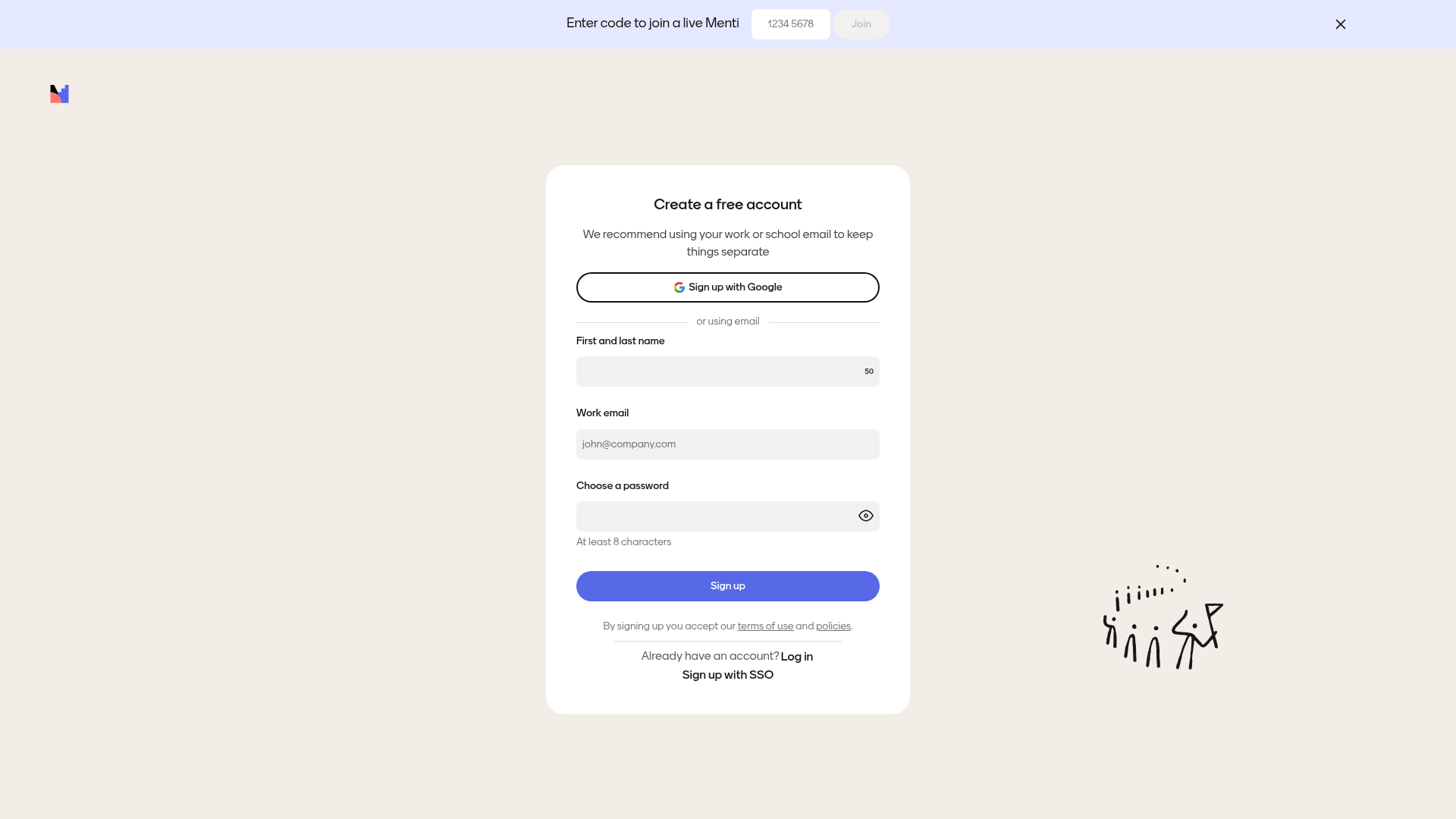 mentimeter signup screenshot