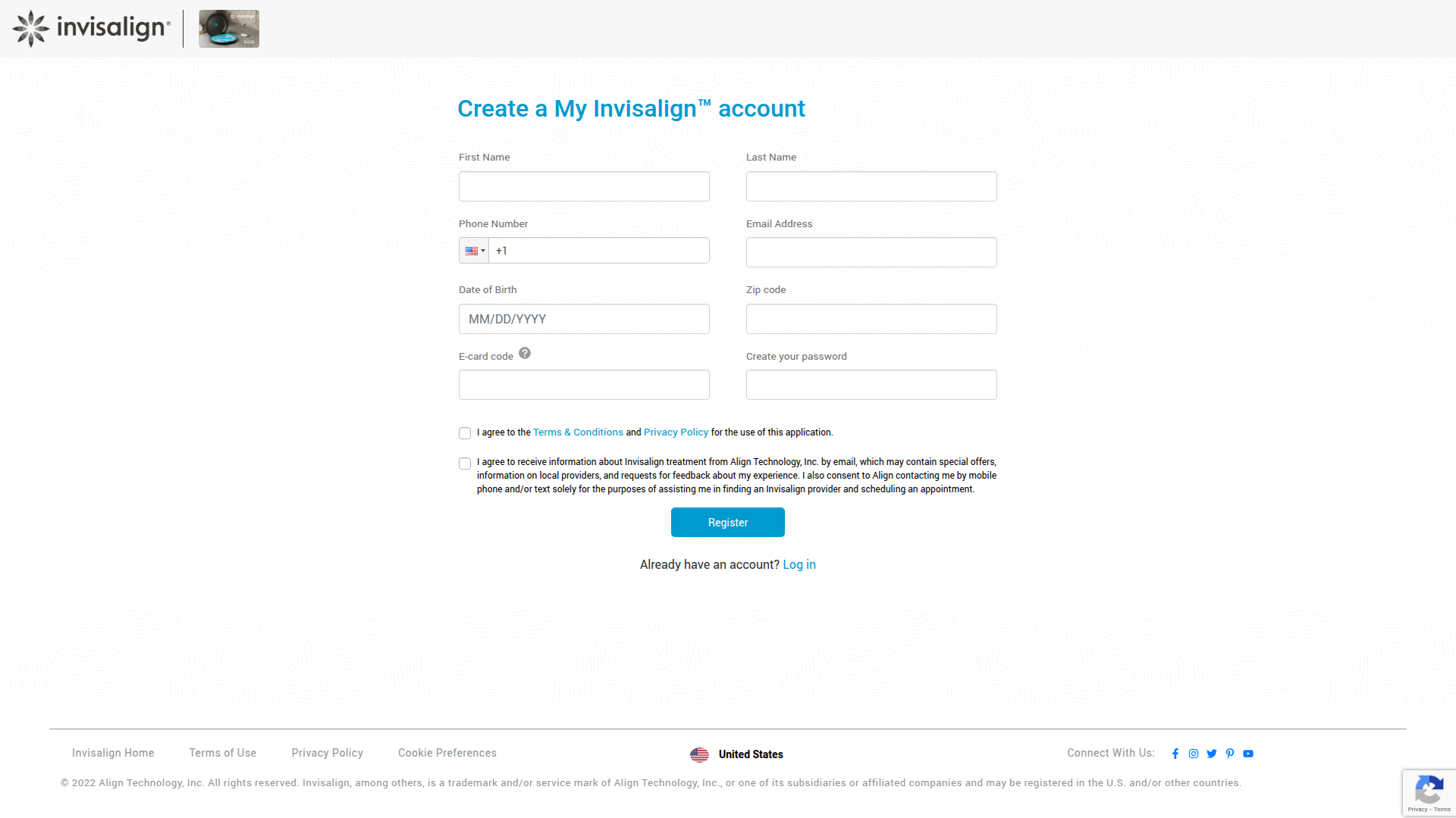 my-invsialign signup screenshot