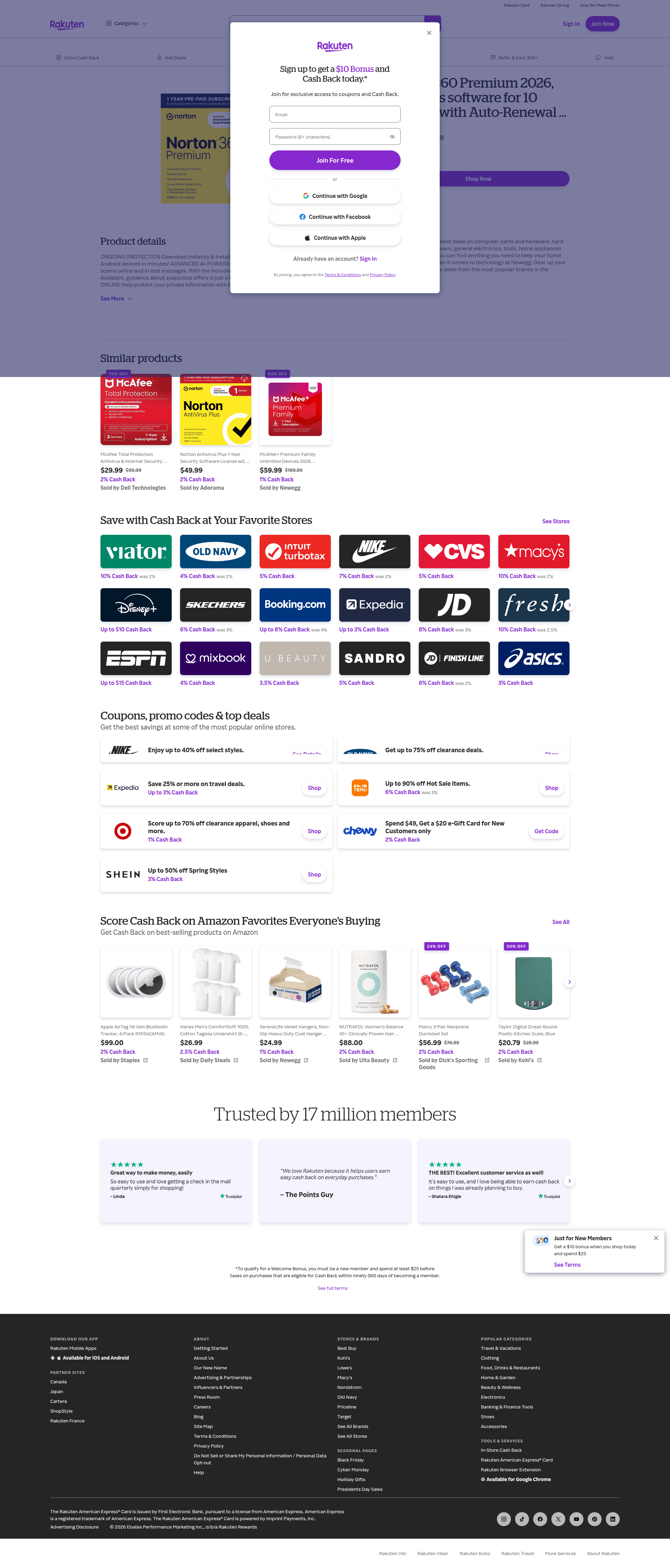 rakuten signup screenshot