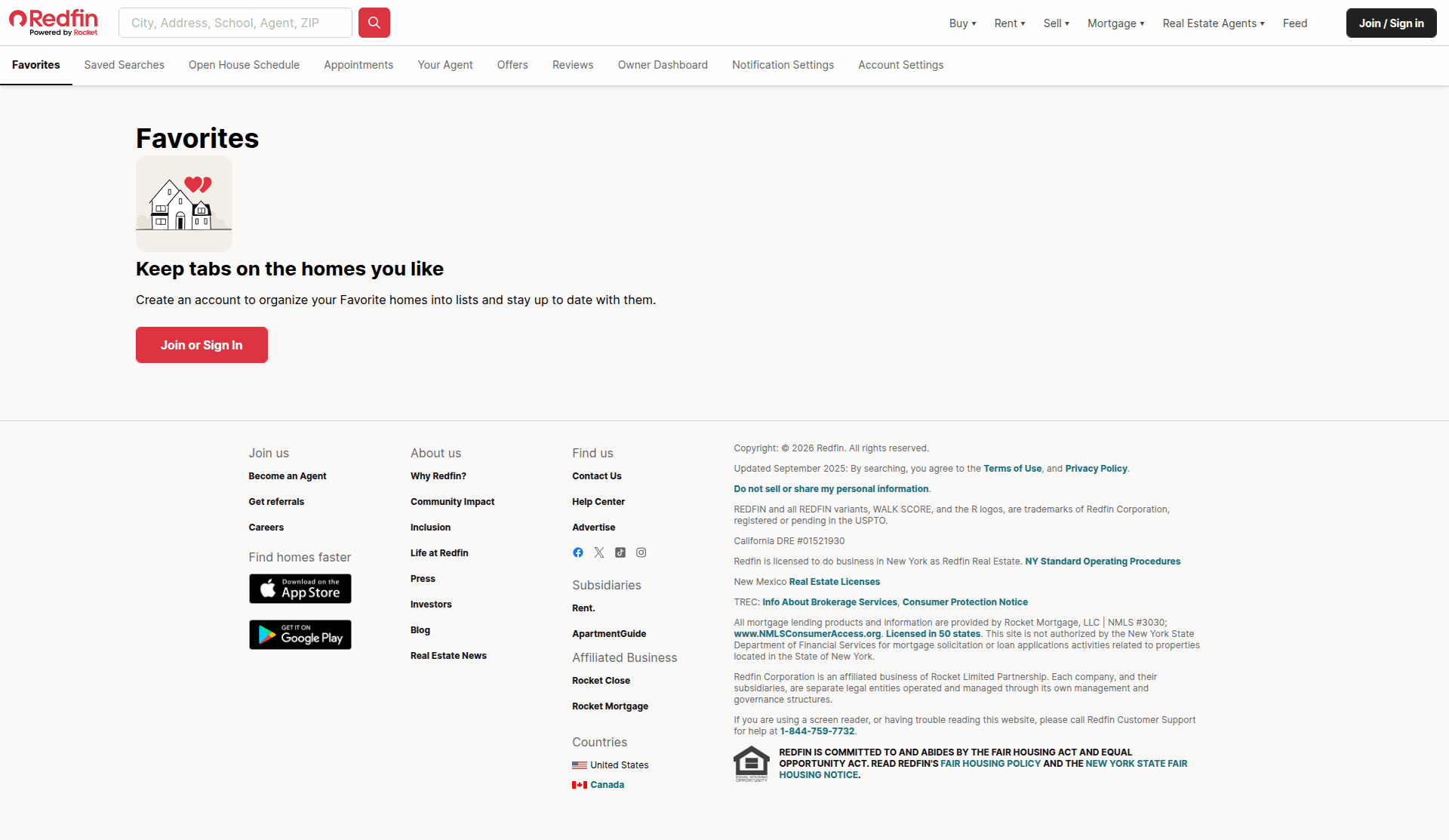 redfin signup screenshot