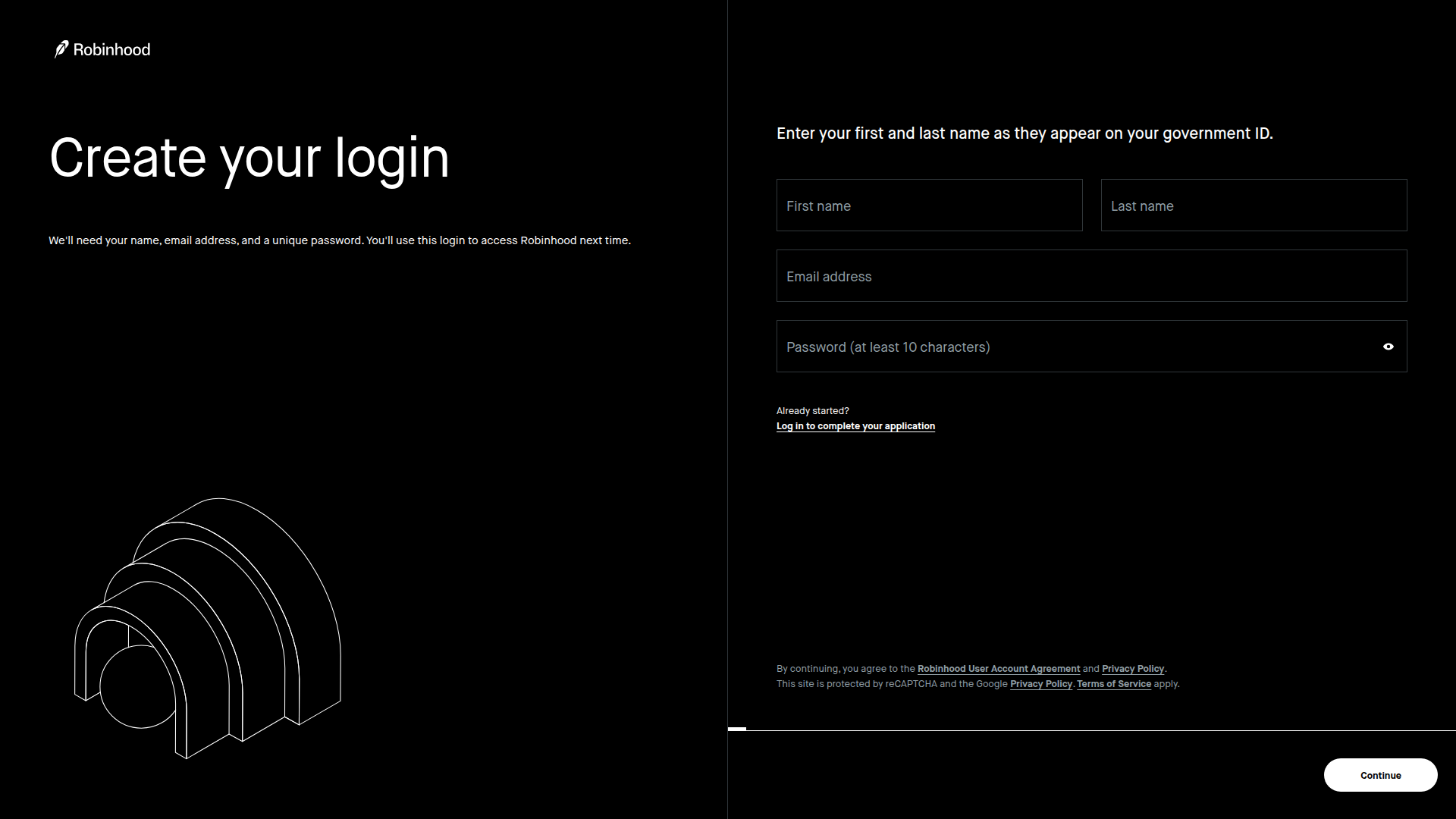 robinhood-wallet signup screenshot